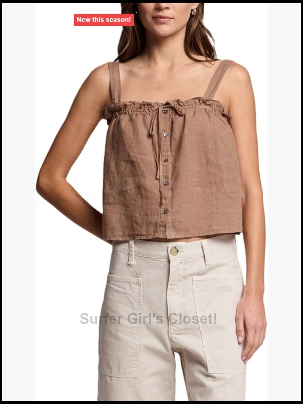 Velvet by Graham & Spencer Izzie Woven Linen Tank Top Sleeveless Square Neck
